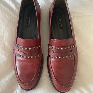 Paul Green red studded leather loafer